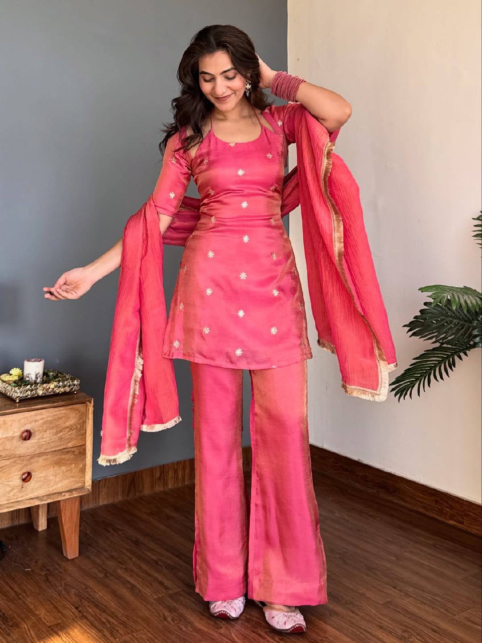 Urban Flamingo Pink Palazzo Set